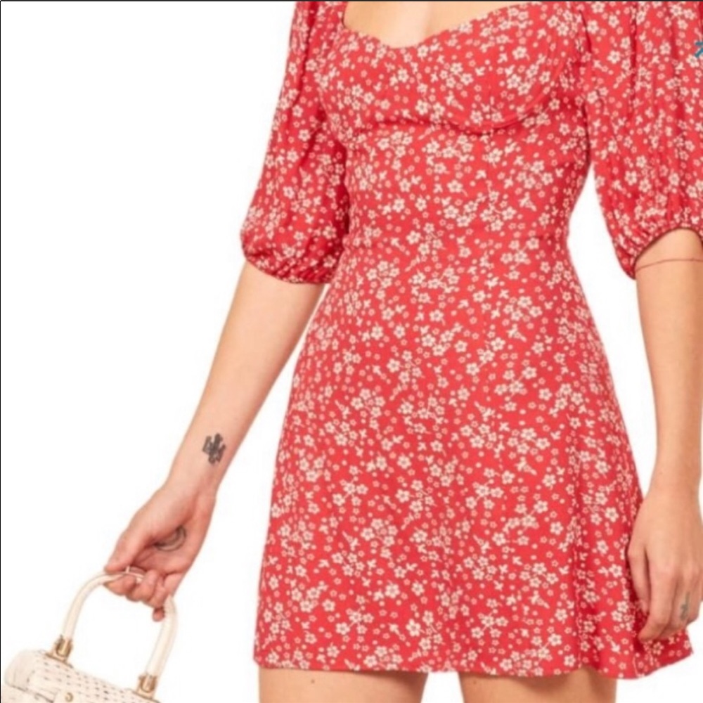 SOLD Reformation Red Floral Kopa Dress - Picture 4 of 6